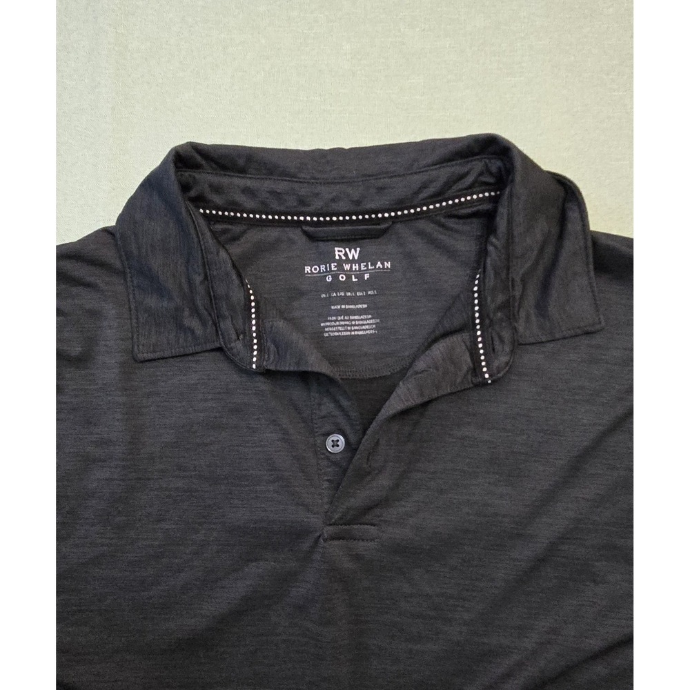 Rorie Whelan Golf Men's Polo, Black Shirt Short Sleeve LARGE